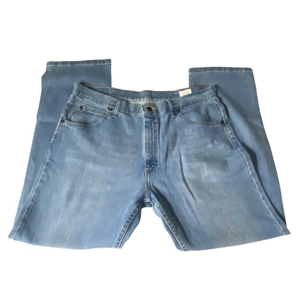 Wrangler Mens 36x30 Premium Quality Blue Jeans Comfort Classic Fit Cotton/Spande